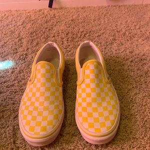 Yellow checkered slip on Vans